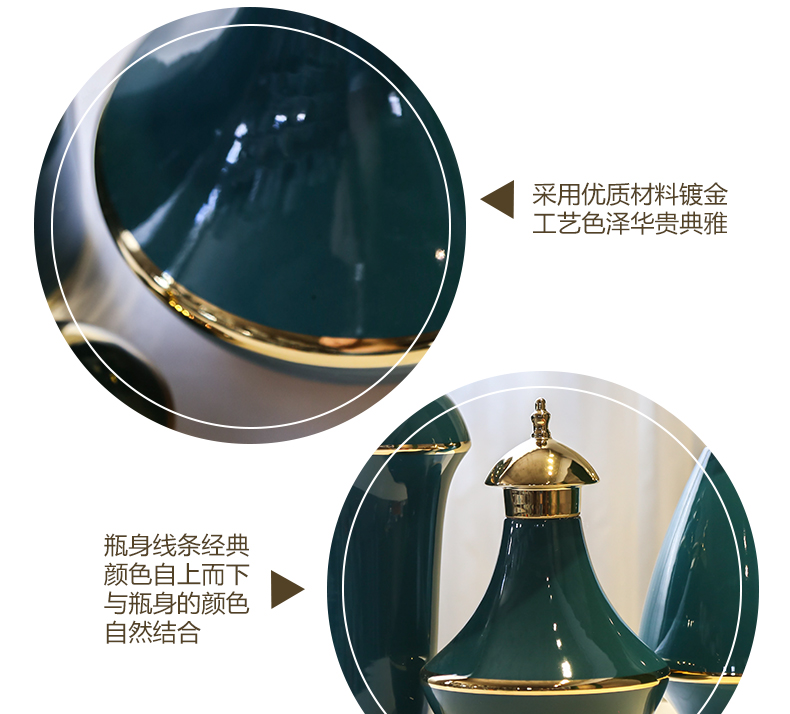 Jingdezhen new Chinese style originality three - piece gold - plated vase flower implement general light tank furnishing articles European key-2 luxury piggy bank