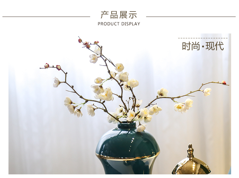 Jingdezhen new Chinese style originality three - piece gold - plated vase flower implement general light tank furnishing articles European key-2 luxury piggy bank