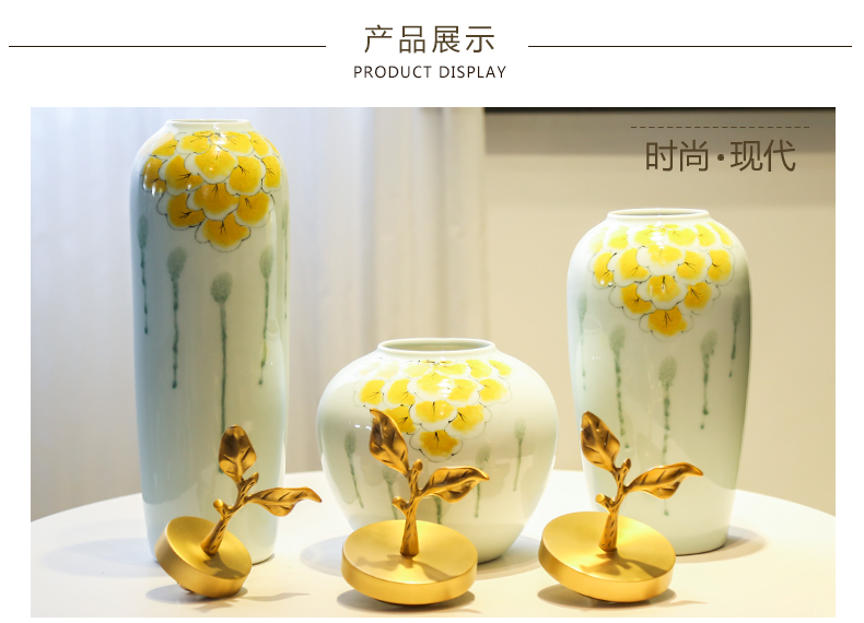 Jingdezhen ceramic hand - made furnishing articles hotel restaurant sitting room adornment flower implement new Chinese copper decoration example room cost