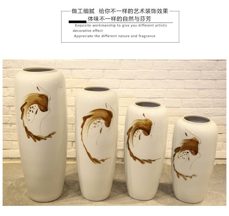 Jingdezhen sitting room, dining - room floor vase store of new Chinese style clothing store decoration flower implement ceramic flower receptacle, furnishing articles