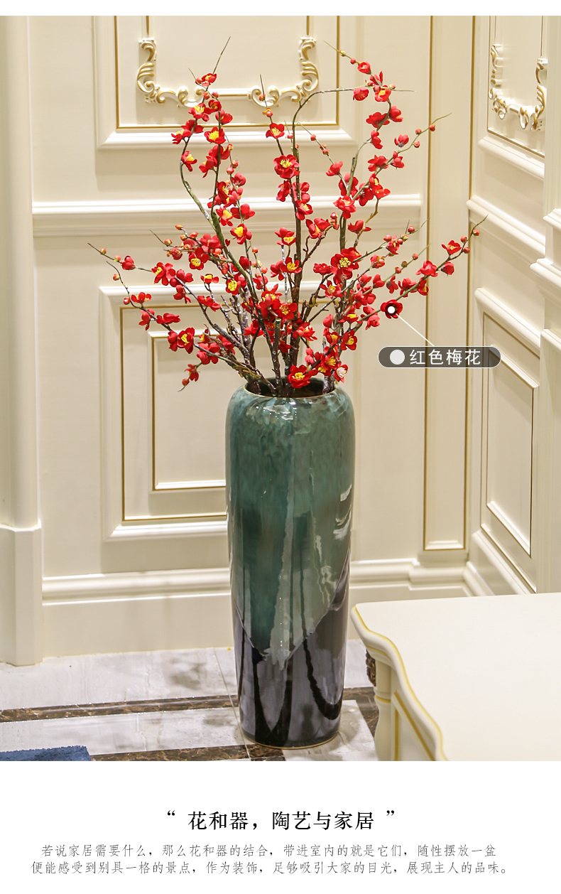 Ceramic floor large vases, flower arranging American living room furnishing articles of Chinese style porch lattice Windows - lucky bamboo bottles