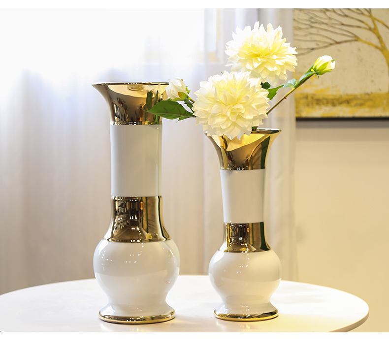 Jingdezhen European ceramic vases, light key-2 luxury furnishing articles decorations household simulation flower arranging flowers sitting room TV cabinet decoration