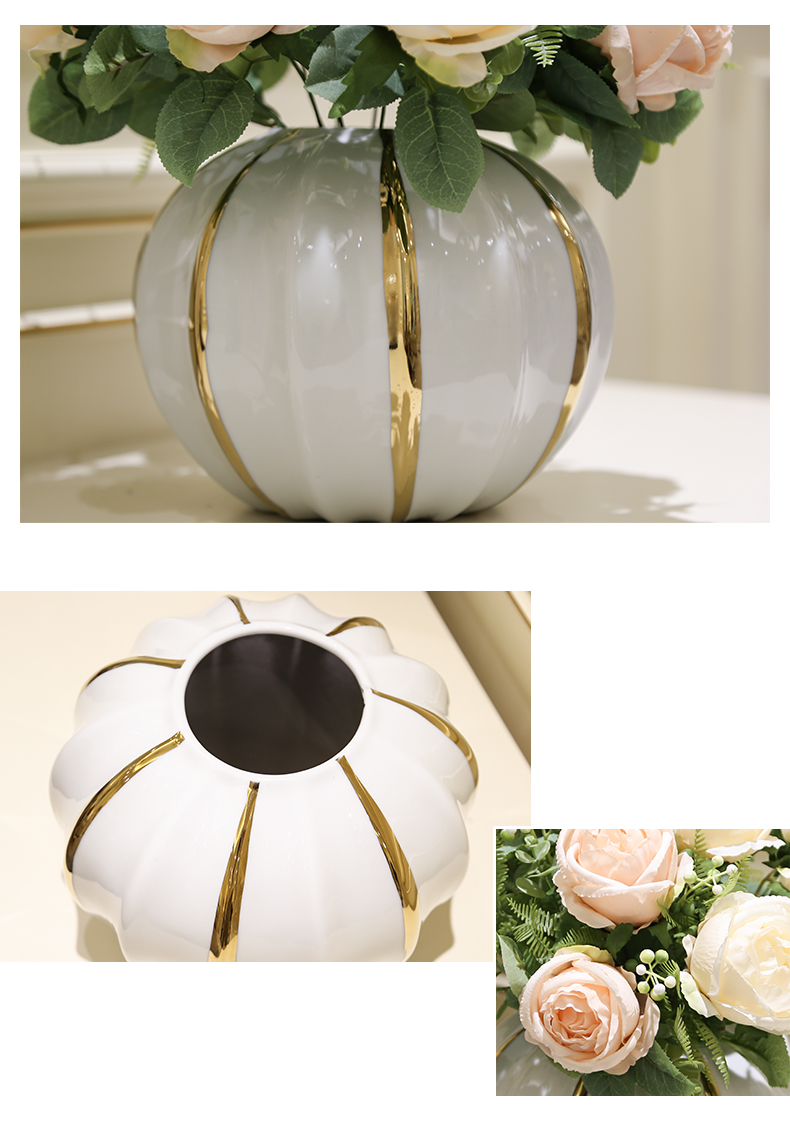 New Chinese style living room light key-2 luxury ceramic vase furnishing articles flower arranging TV ark, creative household decoration flower table decorations