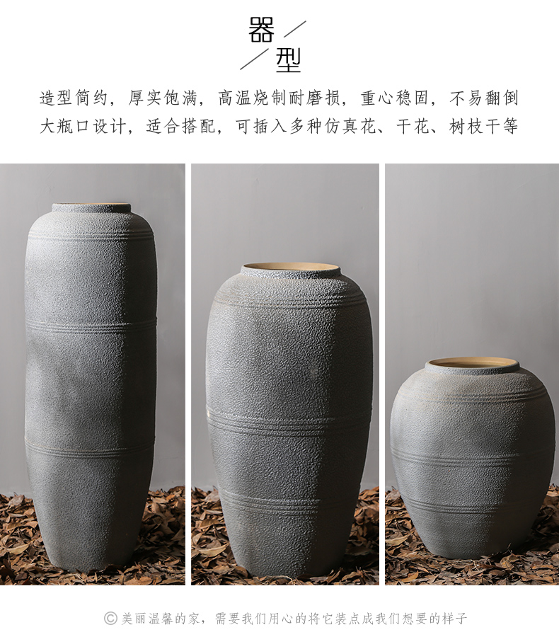 Jingdezhen ceramic large vases, I and contracted landing simulation flowers flower arrangement sitting room adornment furnishing articles pottery basin of restoring ancient ways