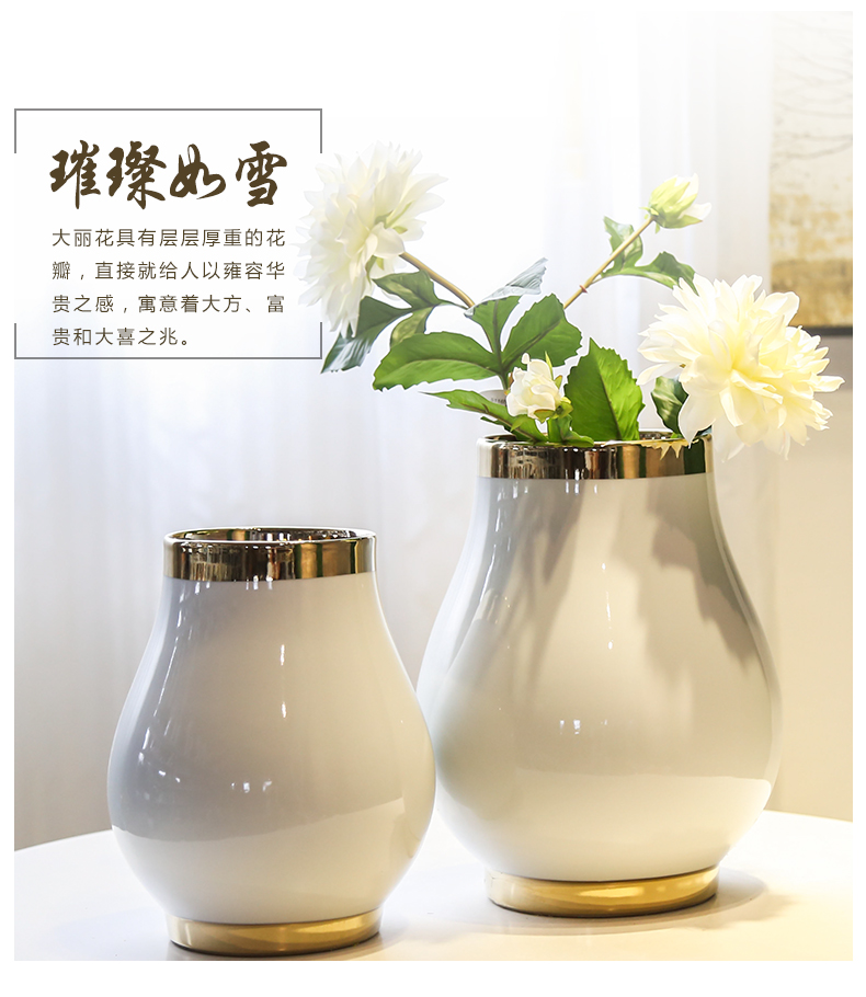 Jingdezhen new Chinese style light wine TV ark key-2 luxury vase flower flower implement hotel white sitting room adornment is placed