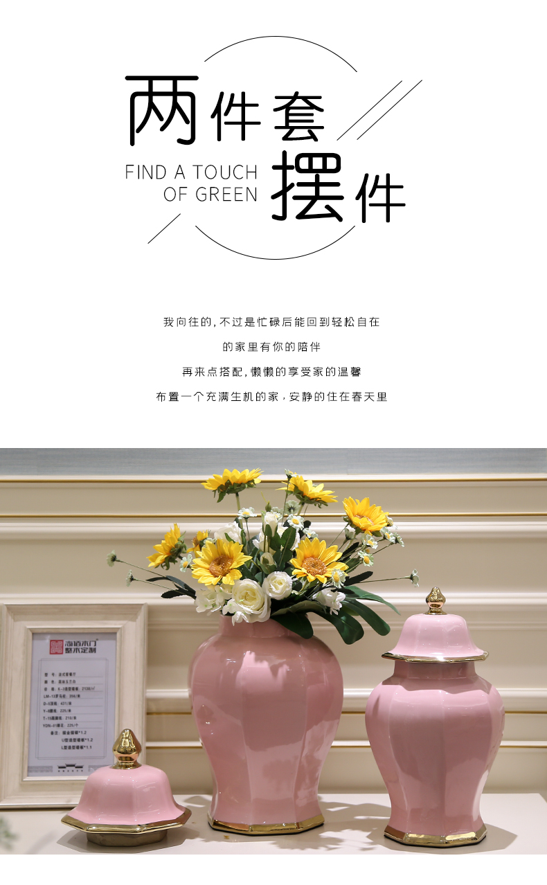 Jingdezhen decorates sitting room porch light European - style key-2 luxury furnishing articles vase simulation for household decoration flower flower arranging flowers