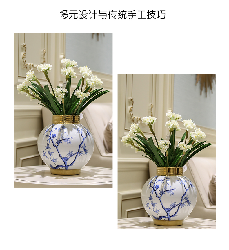 Jingdezhen ceramic porcelain simulation dried flower vase furnishing articles furnishing articles, the sitting room is the study of new Chinese style porch flower arranging decoration