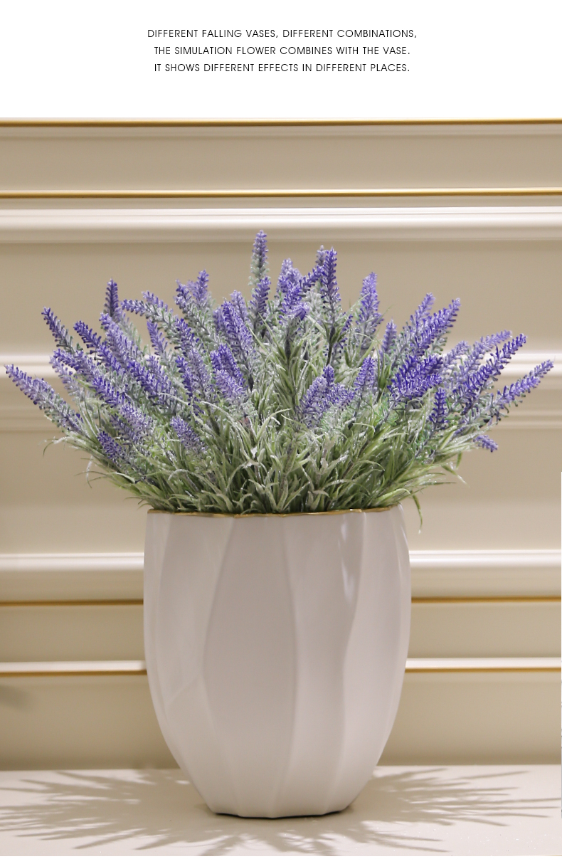 Contracted and I matte enrolled white ceramic vase home sitting room wide caliber hydroponic flower arranging furnishing articles creative decorations