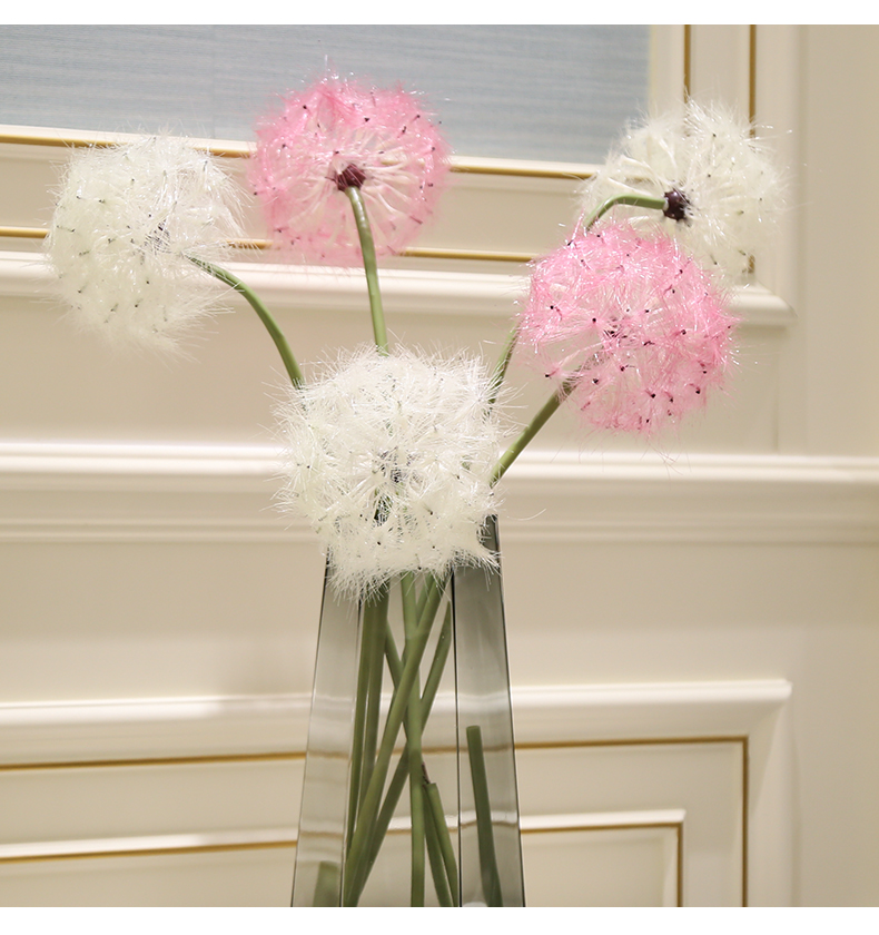 Nordic ins furnishing articles pink ceramic vase dandelion flower arrangement sitting room decoration is contracted and I household adornment