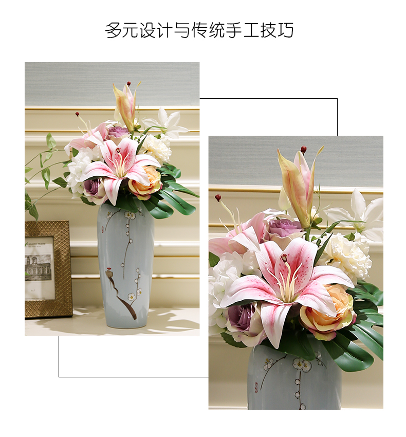 Mesa porch modern furnishing articles of the new Chinese style household ceramic vase hydroponic flower, flower arrangement sitting room simulation flower decoration