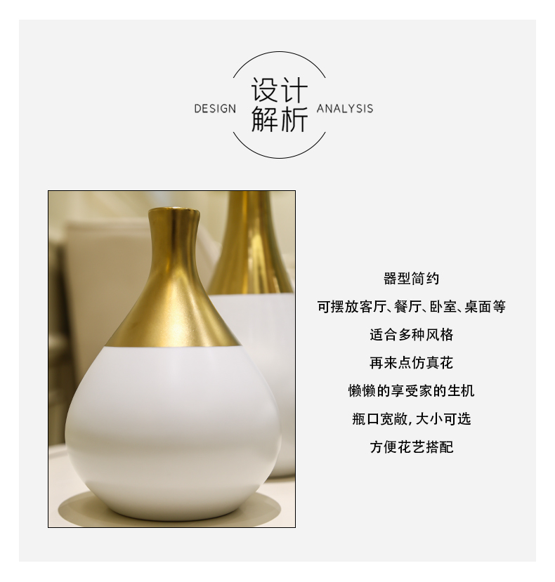 Jingdezhen Nordic light and decoration ceramics mesa simulation flower, dried flower vase example room TV ark, sitting room furniture furnishing articles