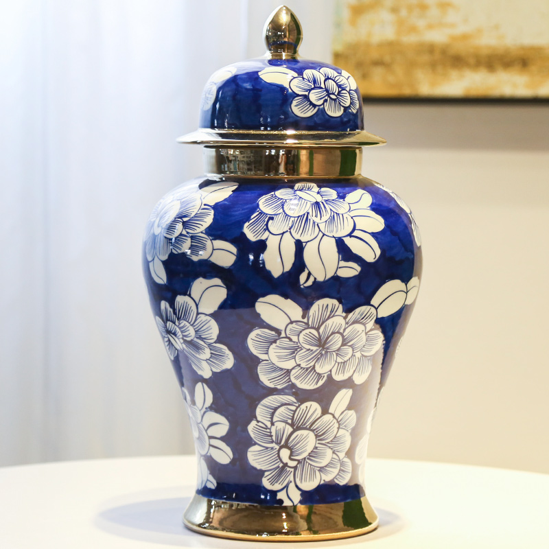 Mesa of the new Chinese jingdezhen ceramic vase living room TV cabinet table home furnishing articles simulation flower art