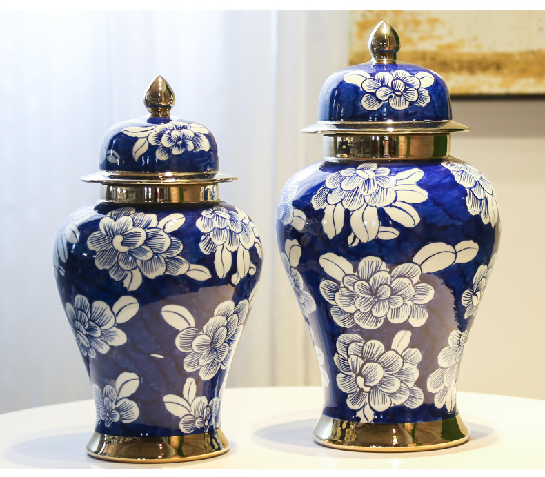 Mesa of the new Chinese jingdezhen ceramic vase living room TV cabinet table home furnishing articles simulation flower art
