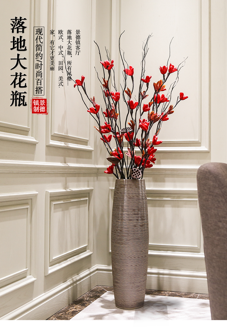 Jingdezhen landing large ceramic vases, new Chinese style flower sitting room porch dried flower adornment bedroom furnishing articles