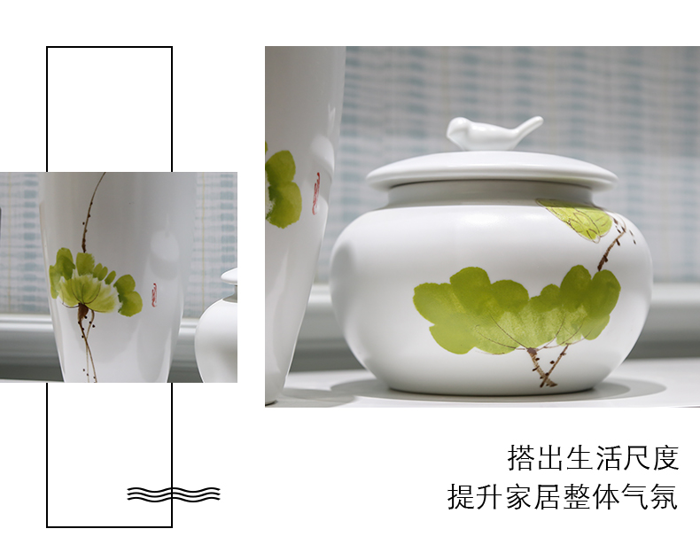 The Rural modern adornment household soft outfit decoration piggy bank furnishing articles jingdezhen ceramic painting of flowers and a porch handicraft