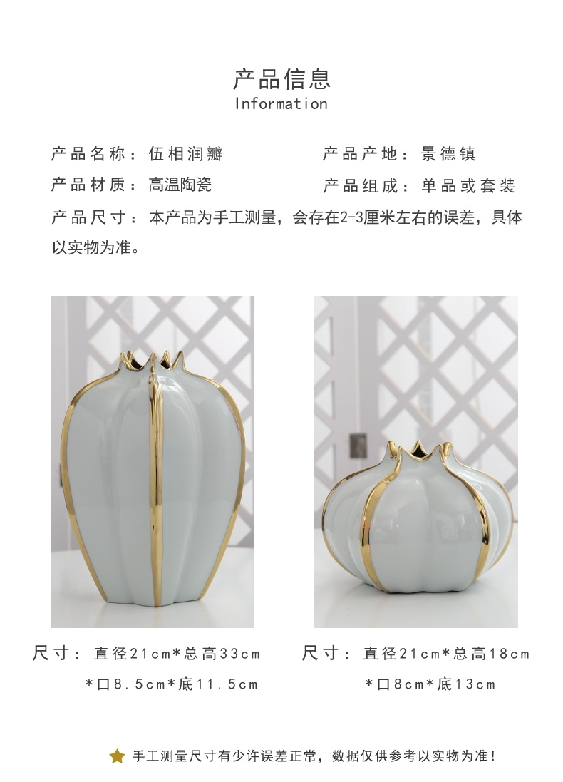 Jingdezhen ceramic vases, flower adornment household light key-2 luxury furnishing articles sitting room to the balcony a hydroponic flowers simulation flowers