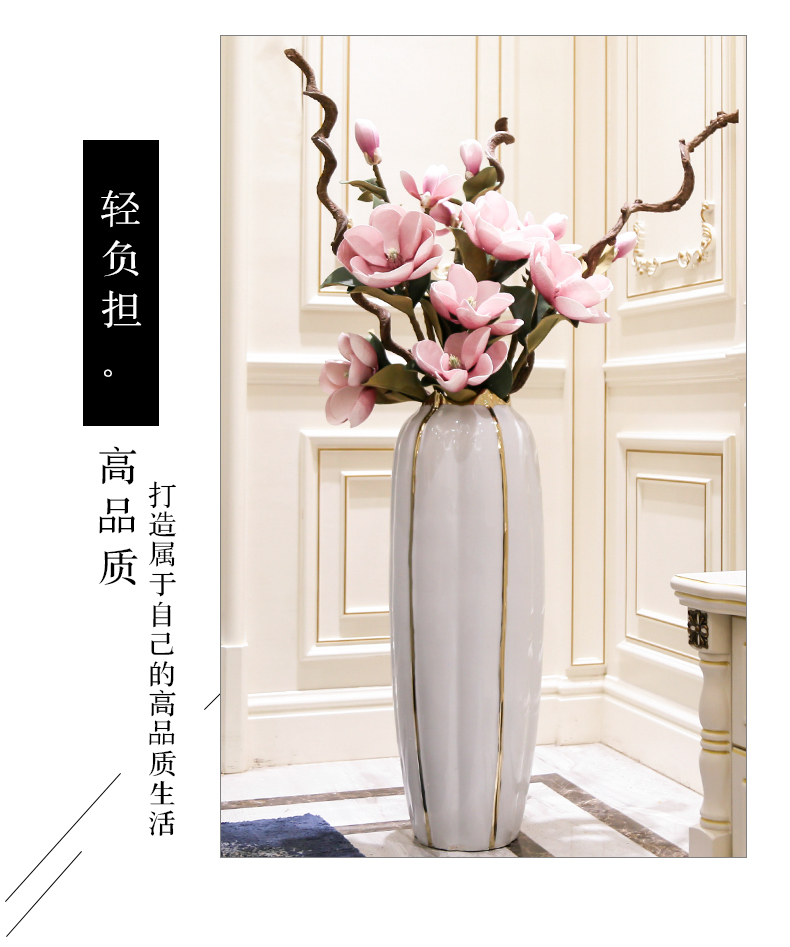 Light key-2 luxury furnishing articles vase flower arranging ceramic sitting room floor bedroom TV ark, Nordic contracted wind flowers, home decoration