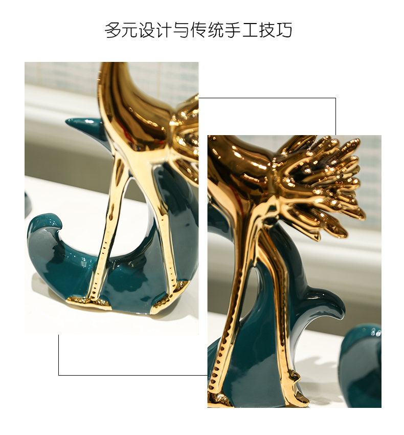 Nordic light key-2 luxury cranes ceramic new Chinese style household furnishing articles sitting room ark, TV ark, soft outfit example room decoration