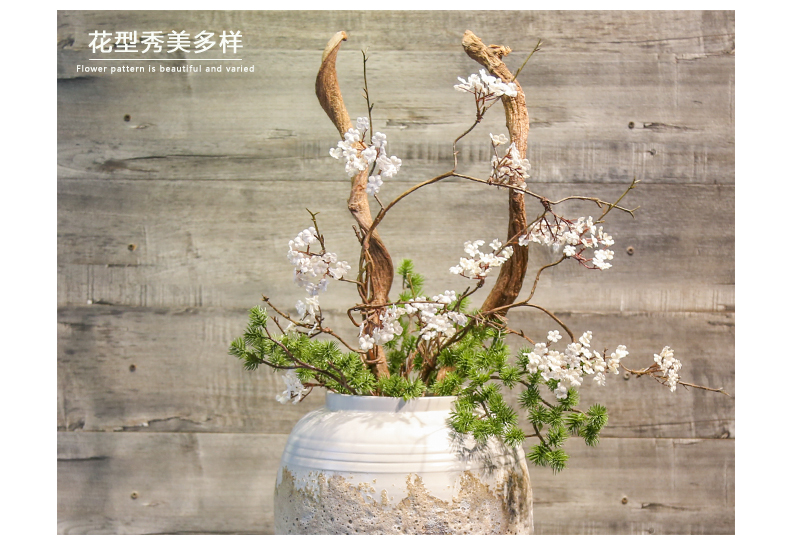 Jingdezhen manual coarse pottery imitation mesa vase is placed between sitting room villa hotel example simulation flower tree decoration