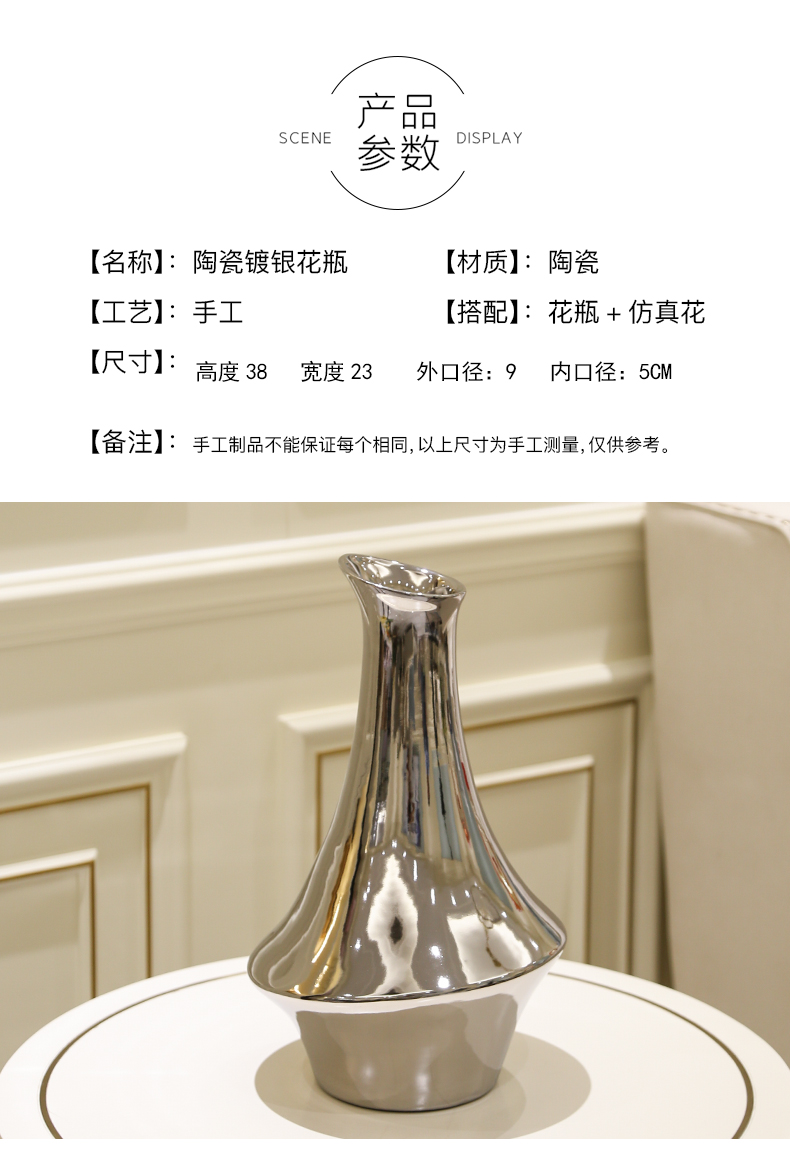 Contracted and I ceramic geometric mirror flower implement long branches of eucalyptus simulation flowers sitting room tea table table desktop furnishing articles