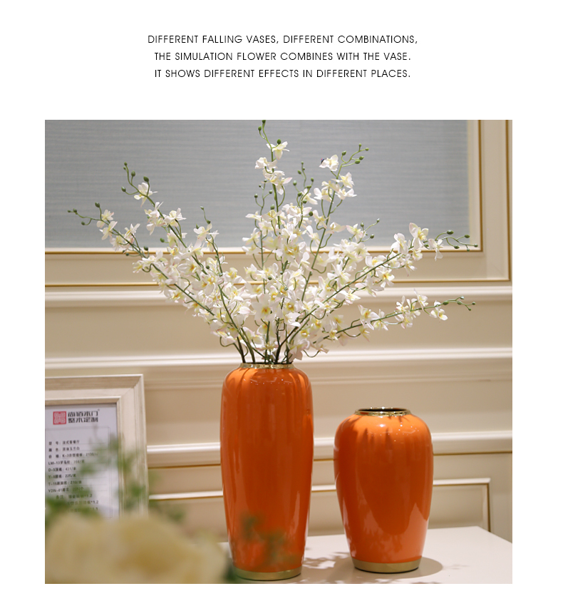 Light European - style key-2 luxury modern creative living room TV cabinet ceramic vase furnishing articles dried flower flower arranging flower implement porch decoration