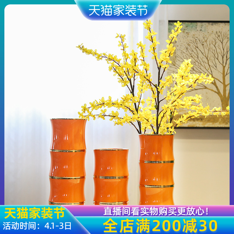 Jingdezhen new Chinese style between light and decoration vase continental example flower implement TV ark, household soft outfit furnishing articles flowers sitting room