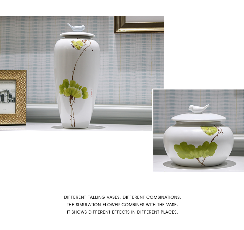 The Rural modern adornment household soft outfit decoration piggy bank furnishing articles jingdezhen ceramic painting of flowers and a porch handicraft