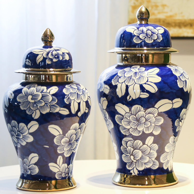 Mesa of the new Chinese jingdezhen ceramic vase living room TV cabinet table home furnishing articles simulation flower art
