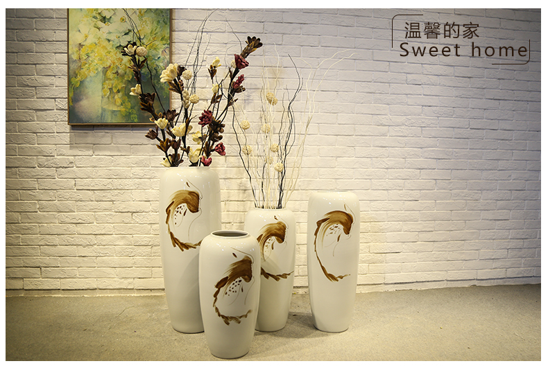 Jingdezhen sitting room, dining - room floor vase store of new Chinese style clothing store decoration flower implement ceramic flower receptacle, furnishing articles