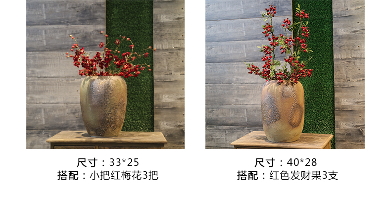 Jingdezhen coarse pottery pottery vase restoring ancient ways furnishing articles hotel villa decoration floor between example floral suit furnishing articles