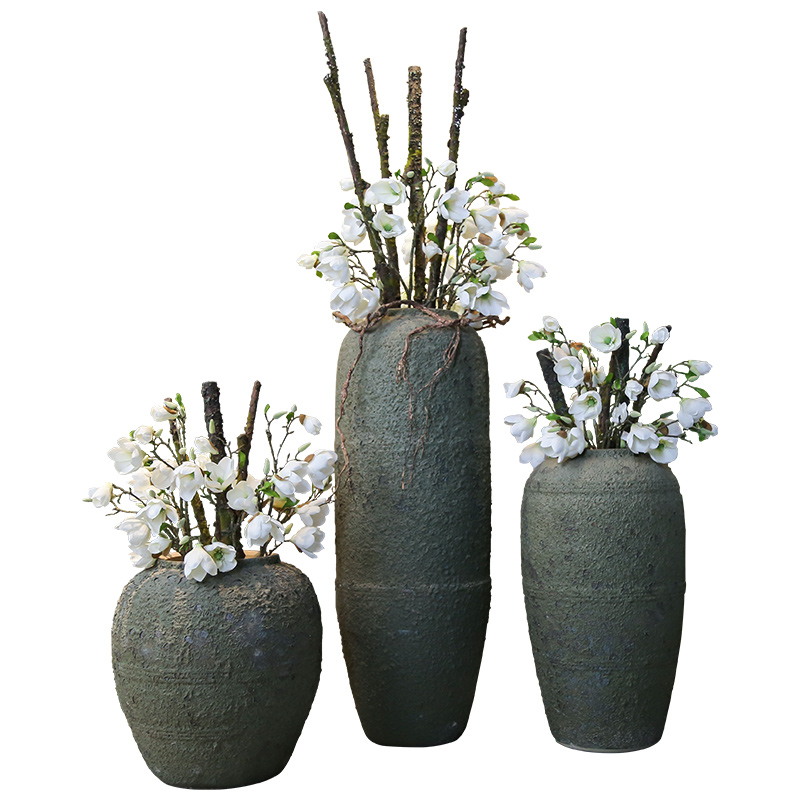 Jingdezhen coarse pottery to restore ancient ways suit flower, the sitting room of large flower implement simulation club villa ceramic furnishing articles