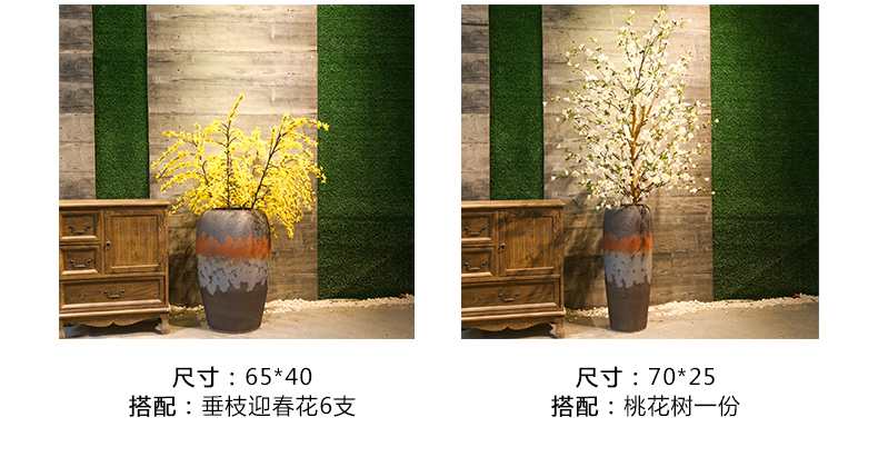 Jingdezhen coarse pottery vase retro nostalgia of large industrial contracted wind mesa simulation flower ceramic flower receptacle