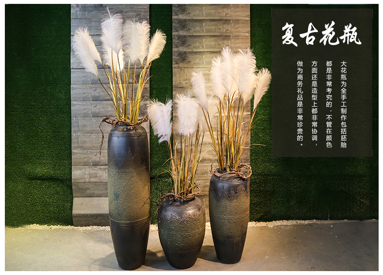 Jingdezhen coarse pottery vases, flower implement furnishing articles pottery decoration decoration indoor garden ground simulation flowers floral receptacle