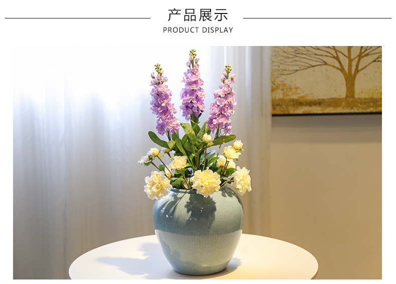 Mesa of jingdezhen ceramic vase sitting room hotel villa decoration decoration flower implement crack glaze furnishing articles simulation flower art