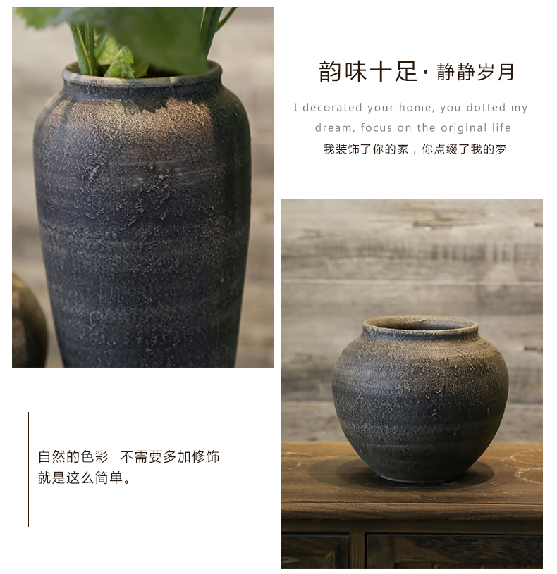 Jingdezhen ceramic craft simple Chinese style restoring ancient ways is coarse pottery vase nostalgic flower implement simulation flowers floral decoration furnishing articles