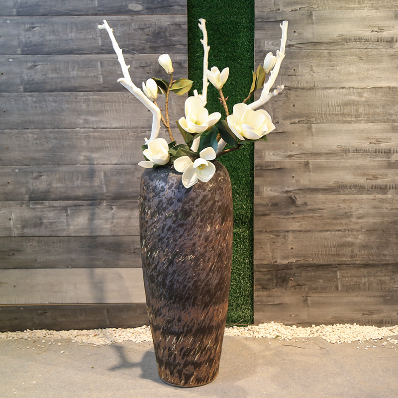 Coarse pottery retro landing mesa vase sitting room decoration to the hotel restaurant ceramic flower implement Chinese contracted earthenware jug
