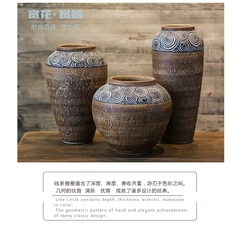 Coarse pottery vase mesa jingdezhen industrial wind restoring ancient ways flower earthenware jar creative ceramic sitting room adornment is placed