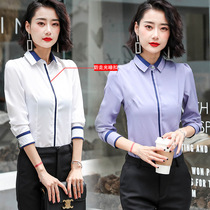 2022 new spring clothing white shirt woman long sleeve bottom positive dress lining clothes Korean version work clothes job interview tooling
