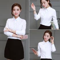 White Stack Wearing Shirt Woman Long Sleeve Professional Blouse 2022 Spring Dress New Korean Version Sashimi Shirt Tooling Little Guy