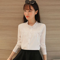 Professional Dress White Shirt Woman 2022 Spring Dress New Long Sleeve Korean Version Fashion Little Fresh Splicing Little Sublining Woman