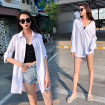 Spring Loaded Korean Version White Shirt Woman in BF Wind Sexy Long sleeves Loose Academy Wind Shirt undershirt Shirt Skirt