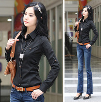 Black shirt women's autumn long sleeve slim business dress coat women's autumn women's Korean clothes overalls women