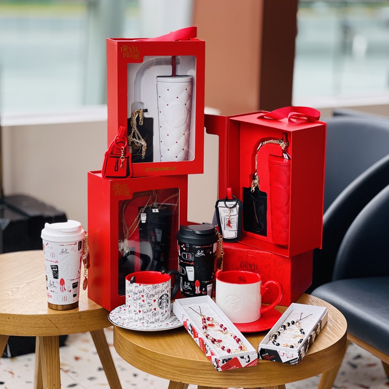 Starbucks Queen in Prada Black and Red Diamond Graffiti Phone Chain Card Holder Mug Saucer Straw Insulated Cup