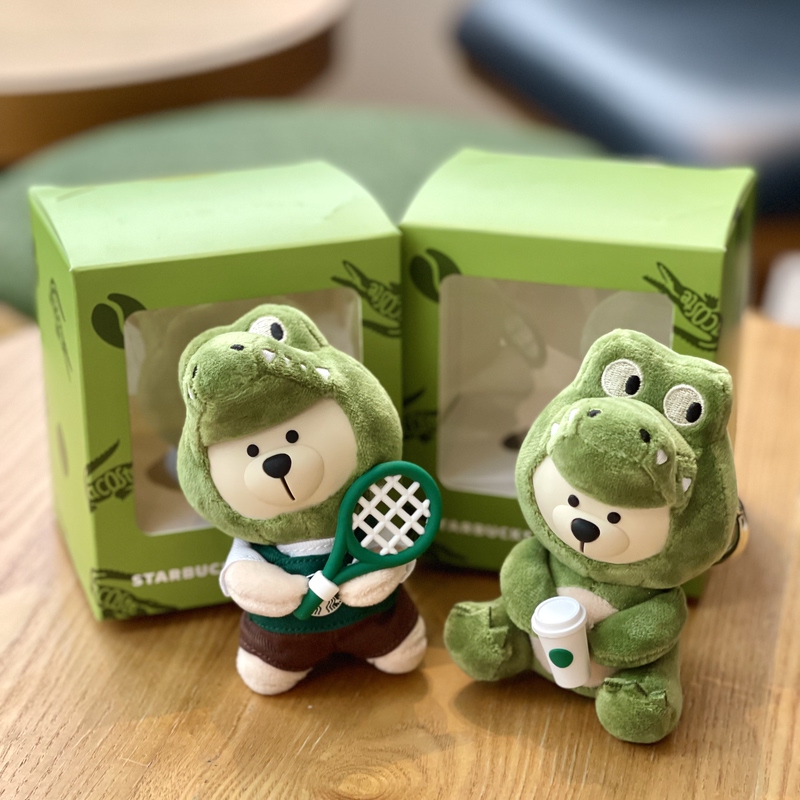 Starbucks Lacoste Coffee-Themed Sports Tennis Racket Star Cup Crocodile Bear Store Manager Couple Bag Pendant Keychain