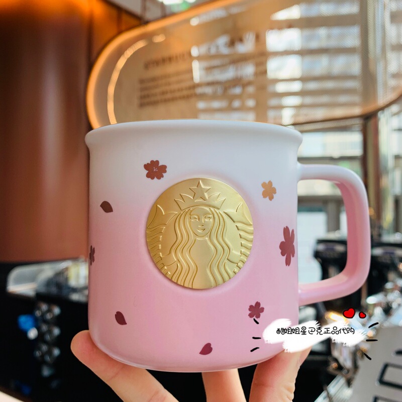 Starbucks 2024 Gradient Pink Cherry Blossoms Classic Copper Goddess Seal Ceramic Coffee Drinking Mug Starbucks 2024 Gradient Pink Cherry Blossoms Classic Copper Goddess Seal Ceramic Coffee Drinking Mug