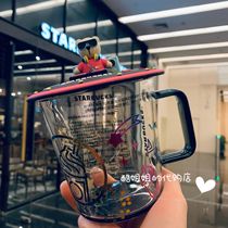 Starbucks 2021 Childrens Day flower paper DJ Bear Silicone cup lid Vitality Rainbow music glass drinking cup