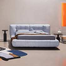 Italian minimalist master bedroom fabric bed designer down cloud bed modern simple soft bag double bed storage wedding bed