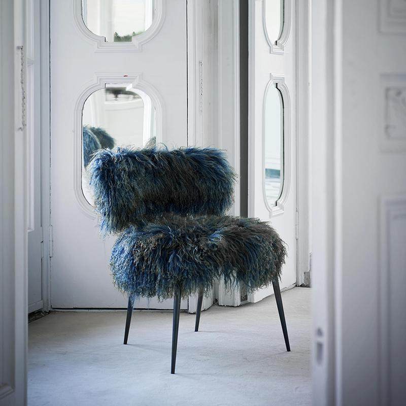 Armchair PAOLA NAVONE modern Mongolian wool velvet rocking chair adult balcony Nordic style