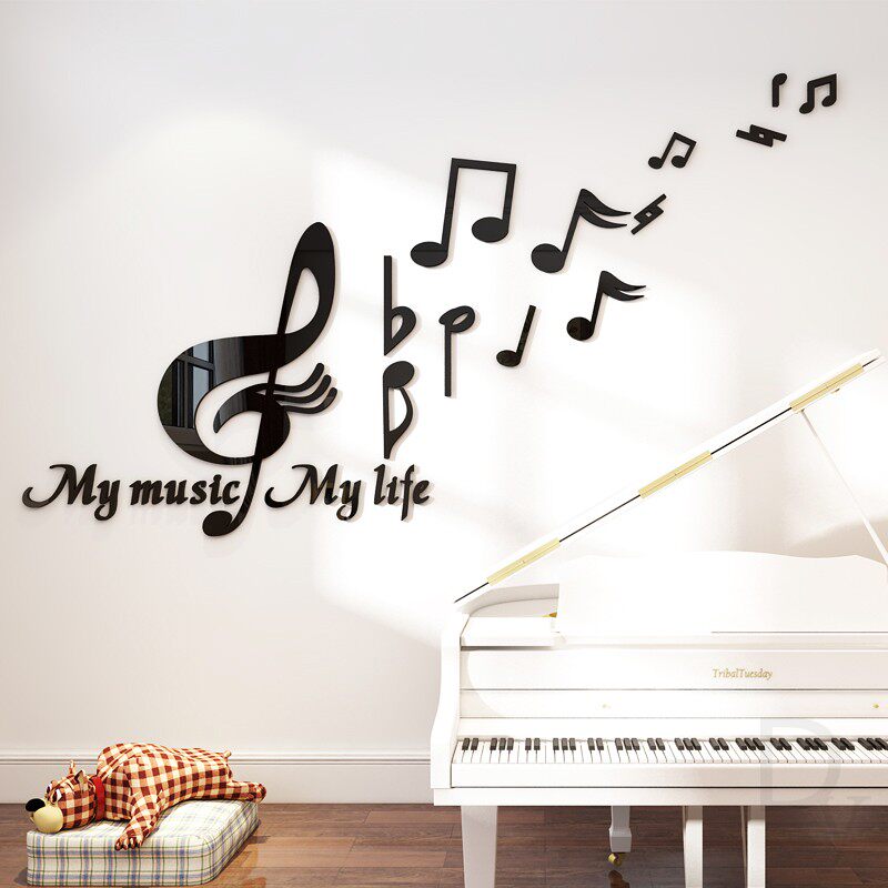 Note 3d Stereos Wall Sticker Piano Room Dance Room School Music Classroom Placement Bedroom Sofa Background Wall Trim