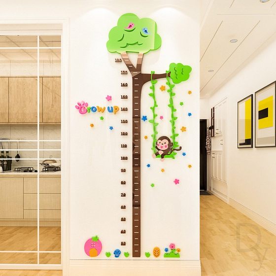 Height stickers 3d three-dimensional wall stickers baby cartoon big tree measuring height ruler children's room kindergarten wall decoration